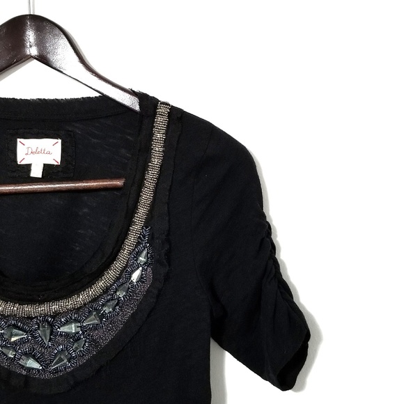 Anthro Deletta Jeweled Embellished Top - Picture 1 of 8